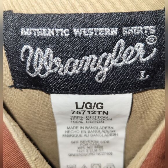 Vintage Wrangler Brushpopper Western Rodeo Cowboy Shirt Button Up Size Large - Picture 5 of 6